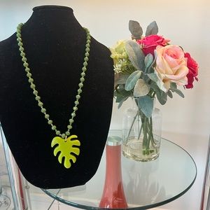 Brand new handmade green crystals long necklace